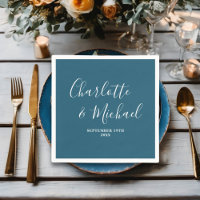 Boda Minimalista de guión azul canoas