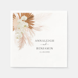 Servilleta De Papel Boda Minimalista de guión de pampas grass terracot