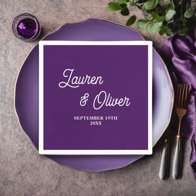 Servilleta De Papel Boda Minimalista de guión púrpura (Subido por el creador)