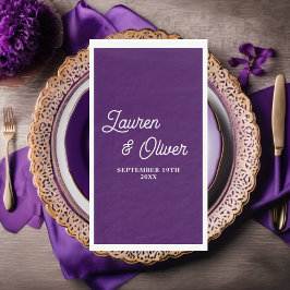 Servilleta De Papel Boda Minimalista de guión púrpura