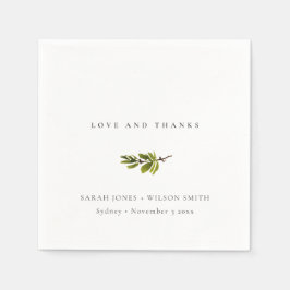 Servilleta De Papel Boda minimalista de rama de pino en blanco y negro