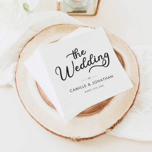 Servilleta De Papel Boda Minimalista elegante (Elegant Modern Wedding Personalized Paper Napkins)