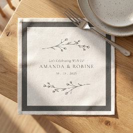 Servilleta De Papel Boda Minimalista en Blanco y Negro