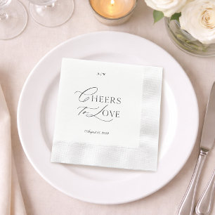Servilleta De Papel Boda minimalista en negro y blanco “Brindis al amo