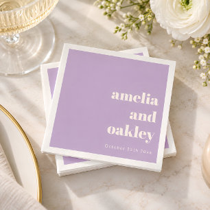 Servilleta De Papel Boda Minimalista en Rosa Lavanda Personalizada