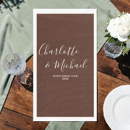 Servilleta De Papel Boda Minimalista Escritura Marrón