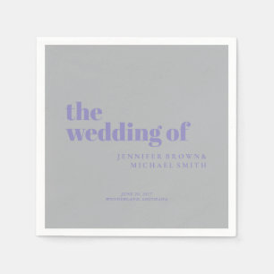 Servilleta De Papel Boda minimalista lavanda plata simple floritura
