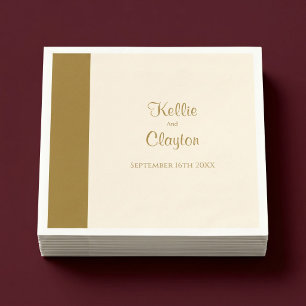 Servilleta De Papel Boda Minimalista Moderna Barra de Oro Marfil