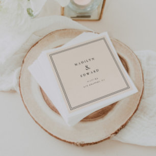 Servilleta De Papel Boda Minimalista Moderna Beige Nombres Novia Novio