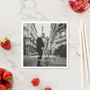 Servilleta De Papel Boda Minimalista Moderna con Foto
