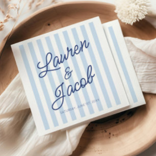 Servilleta De Papel Boda Minimalista Moderna de Rayas Azules