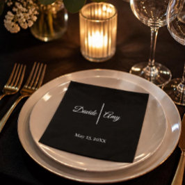 Servilleta De Papel Boda minimalista moderna en blanco y negro