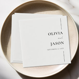 Servilleta De Papel Boda Minimalista moderna en blanco y negro