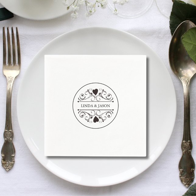 Servilleta De Papel Boda Minimalista Moderna Personalizada (Personalized minimalist wedding napkins add clean elegance to your modern celebration.)
