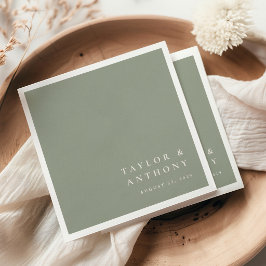 Servilleta De Papel Boda Minimalista Moderna y Elegante Verde Salvia