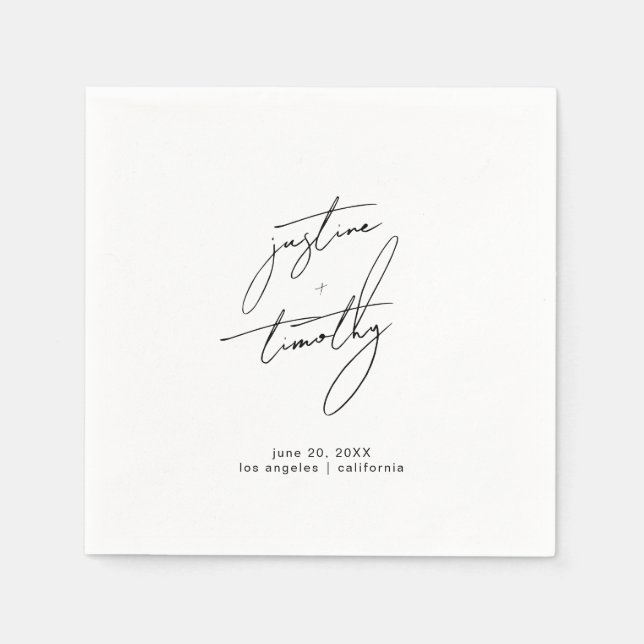 Servilleta De Papel Boda Minimalista moderno (Anverso)