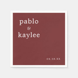 Servilleta De Papel Boda Minimalista moderno de Borgoña