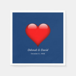 Servilleta De Papel Boda Minimalista moderno de corazón rojo