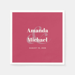 Servilleta De Papel Boda Minimalista moderno magenta simple