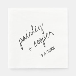 Servilleta De Papel Boda Minimalista moderno negro y blanco