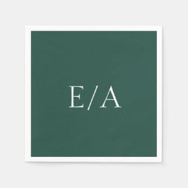 Servilleta De Papel Boda Minimalista Monograma Elegante Esmeralda Verd