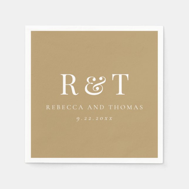 Servilleta De Papel Boda Minimalista monograma moderno (Anverso)