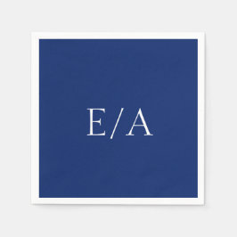 Servilleta De Papel Boda Minimalista Monograma Simple Elegante Azul Ma