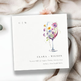 Servilleta De Papel Boda mínimo de acuarela de vidrio floral