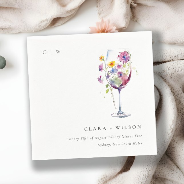 Servilleta De Papel Boda mínimo de acuarela de vidrio floral (Subido por el creador)