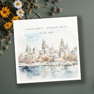 Servilleta De Papel Boda mínimo de la acuarela de Kansas City Missouri