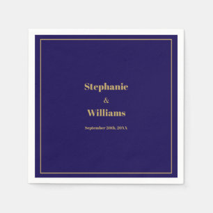 Servilleta De Papel Boda Mínimo Elegante Moderno De La Marina Oscura D