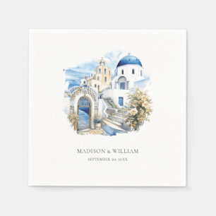 Servilleta De Papel Boda mínimo personalizado de acuarela de Grecia