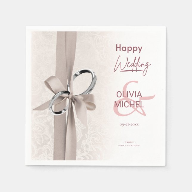 Servilleta De Papel Boda Mínimo Y De Moda (Anverso)