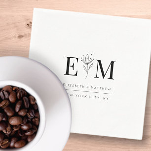 Servilleta De Papel Boda Moda elegante Moda de follaje moderno Monogra