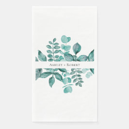 Servilleta De Papel Boda moderna acuarela verde azulado elegante