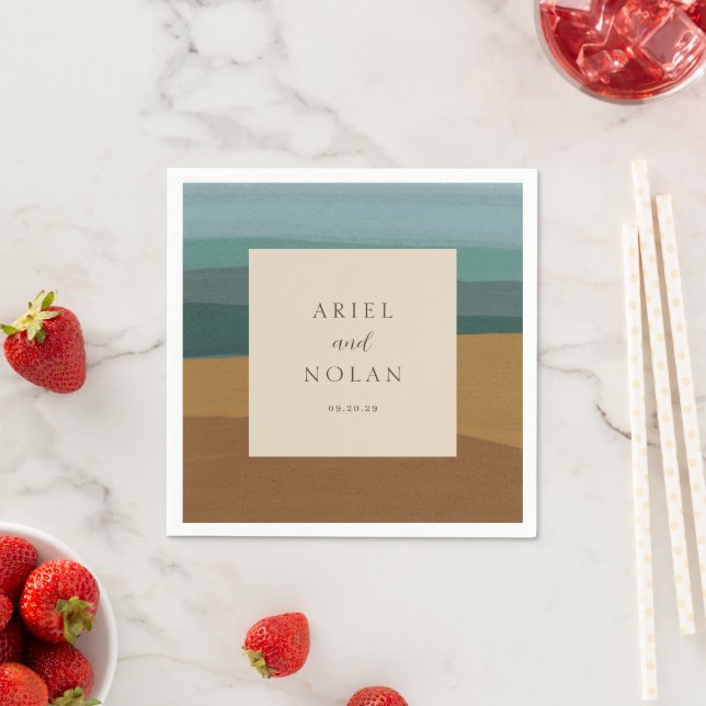 Servilleta De Papel Boda moderna chic costera abstracta (In situ)