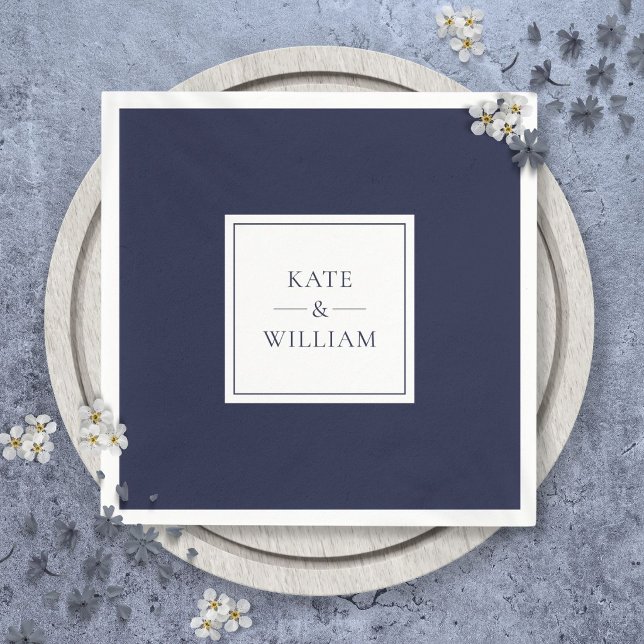 Servilleta De Papel Boda moderna clásica azul marino (Navy Blue Classic Modern Wedding Napkins)