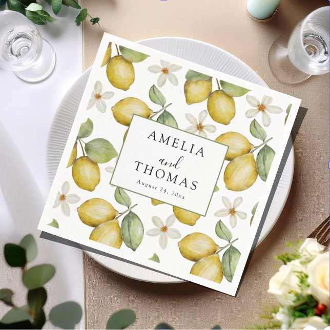 Servilleta De Papel Boda Moderna con Citricos Amarillos (Subido por el creador)