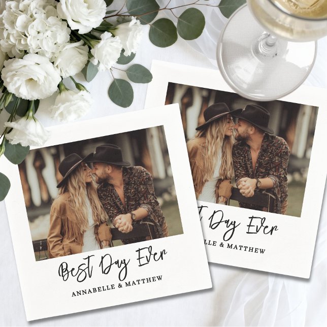 Servilleta De Papel Boda moderna con foto simple (Simple Photo Modern Wedding Napkins)