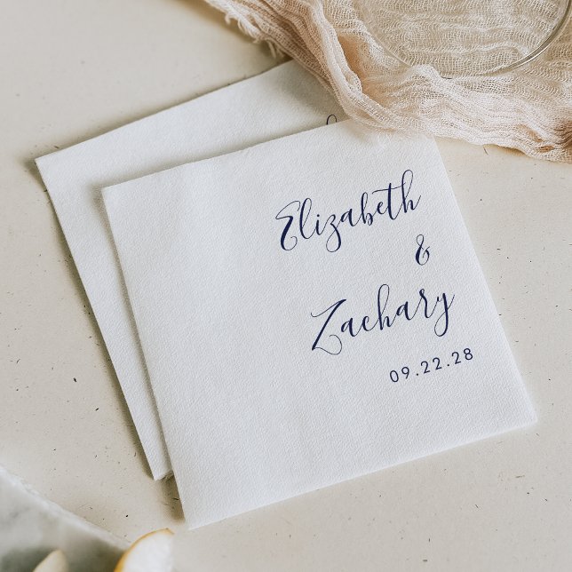 Servilleta De Papel Boda moderna con guión azul naval (Subido por el creador)