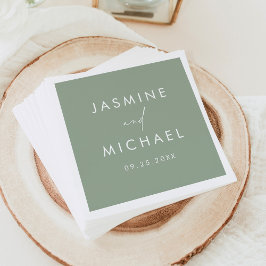 Servilleta De Papel Boda Moderna con Guión en Verde Sage