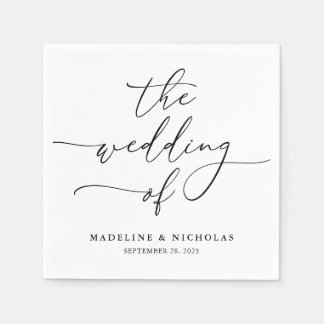 Servilleta De Papel Boda moderna de elegante caligrafía en blanco y ne