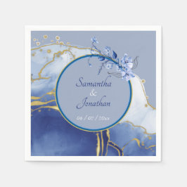 Servilleta De Papel Boda Moderna de Mármol Azul Acuático