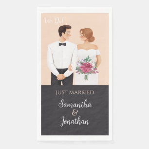 Servilleta De Papel Boda moderna de pareja de dibujos animados
