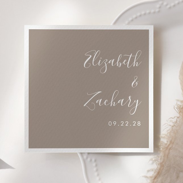 Servilleta De Papel Boda Moderna de Tinta Gris Taupe (Subido por el creador)