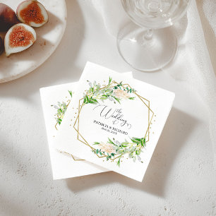 Servilleta De Papel Boda moderna de vegetación geométrica con lámina d