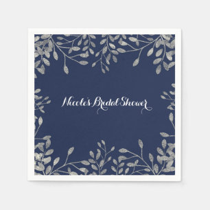 Servilleta De Papel Boda moderna elegante botánica azul y plata
