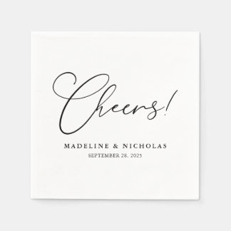 Servilleta De Papel Boda Moderna en Caligrafía en Negro y Blanco