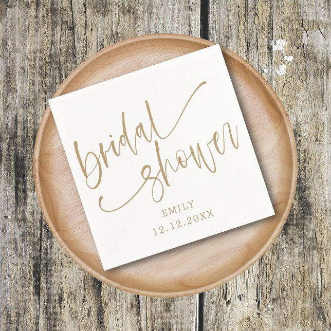 Servilleta De Papel Boda moderna en dorado y blanco (Subido por el creador)