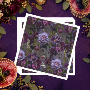 Servilleta De Papel Boda moderna floral lavanda púrpura oscura y malhu